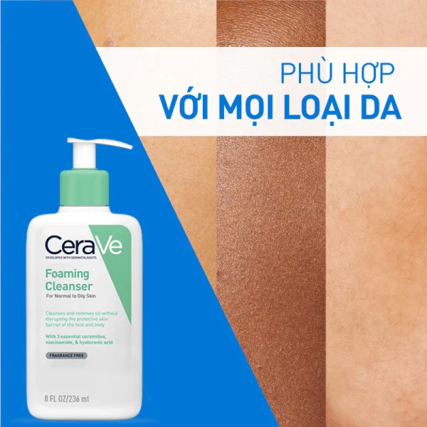 Sữa rửa mặt giúp làm sạch sâu dành cho da dầu Cerave Foaming Facial Cleans 236ML - Hình ảnh 5