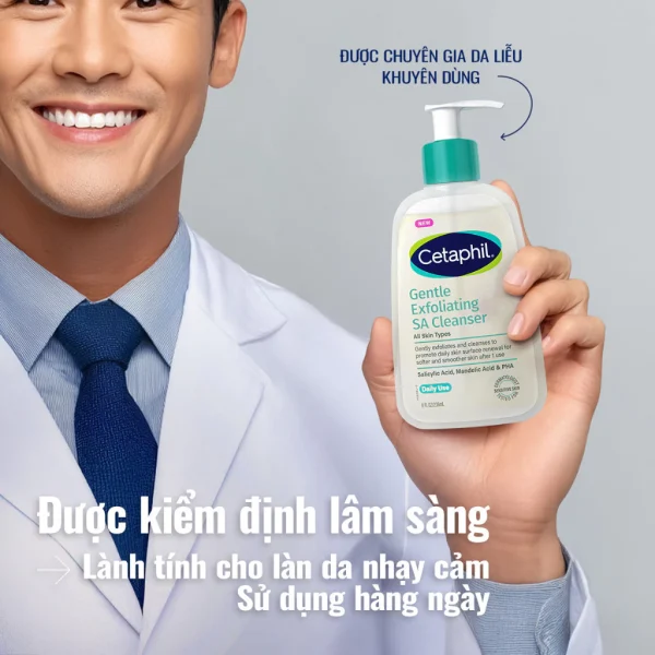 Gel rửa mặt làm sạch dầu nhờn, ngăn mụn cho da dầu nhạy cảm CETAPHIL GENTLE EXFOLIATING SA CLEANSER 473ml - Hình ảnh 7